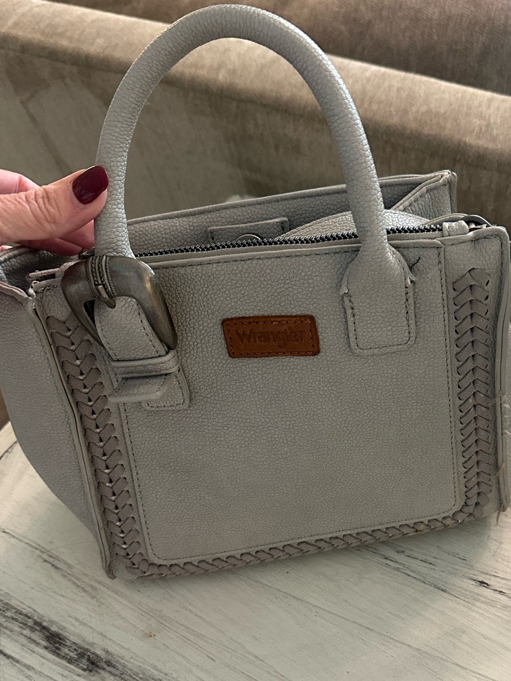 Wrangler Light Gray Mini Top-Handle Crossbody Bag